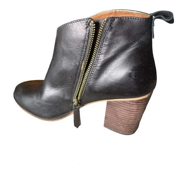 BP. Lance Black Leather Ankle Booties, Round Toe, Zip Closure, Block Heel sz 7.5 - Picture 11 of 14